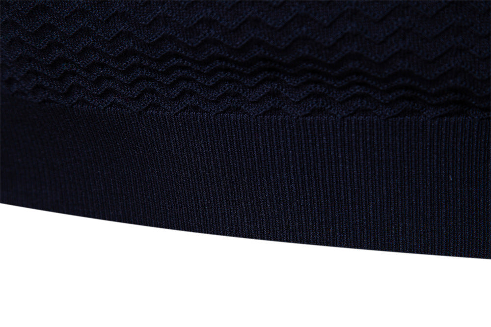 Men’s Textured Striped Zip Polo Shirt