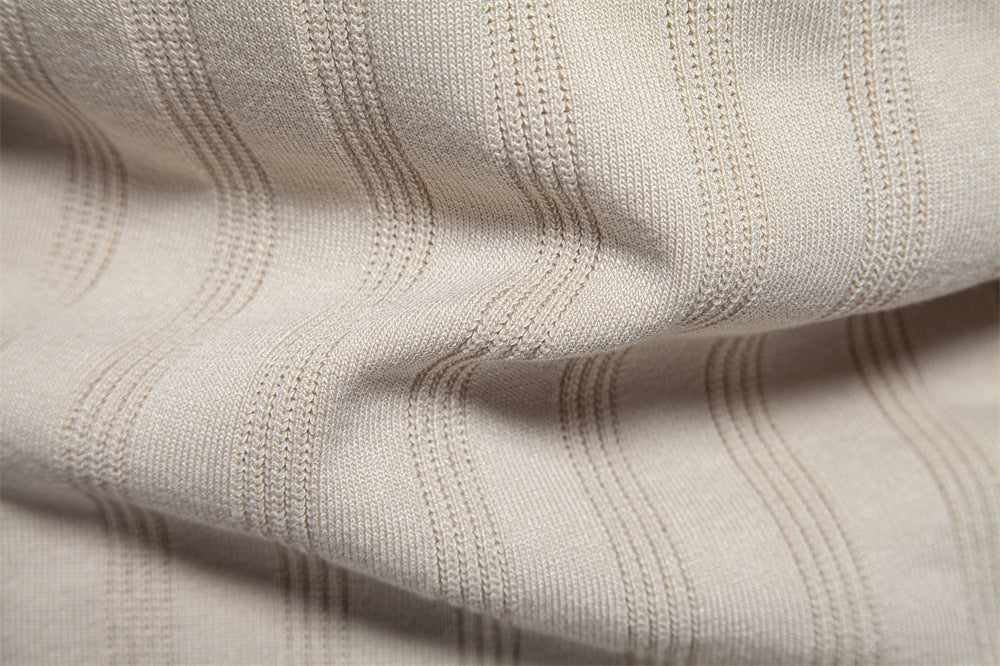 Men’s Striped Textured Knit Polo Shirt