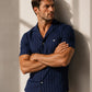 Men’s Striped Cotton Blend Short Sleeve Shirt