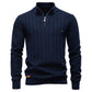 Men’s Textured Half-Zip Knit Sweater - Ahaselected