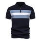 Men’s Textured Striped Zip Polo Shirt