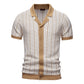 Men’s Striped Knit Button Polo Shirt