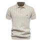 Men’s Striped Textured Knit Polo Shirt