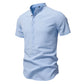 Men’s Cotton Mandarin Collar Short Sleeve Shirt