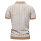 Men’s Striped Knit Button Polo Shirt