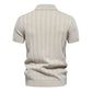 Men’s Striped Textured Knit Polo Shirt