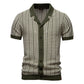 Men’s Striped Knit Button Polo Shirt