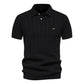 Men’s Striped Textured Knit Polo Shirt