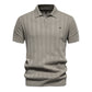 Men’s Striped Textured Knit Polo Shirt