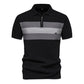 Men’s Textured Striped Zip Polo Shirt