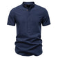 Men’s Cotton Mandarin Collar Short Sleeve Shirt