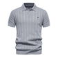 Men’s Striped Textured Knit Polo Shirt
