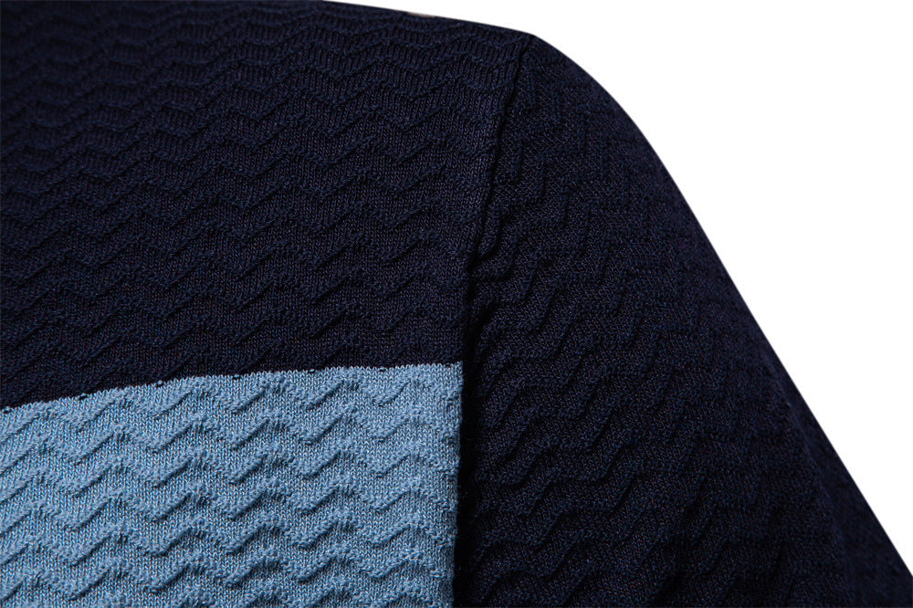 Men’s Textured Striped Zip Polo Shirt