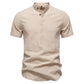 Men’s Cotton Mandarin Collar Short Sleeve Shirt