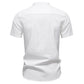 Men’s Cotton Mandarin Collar Short Sleeve Shirt