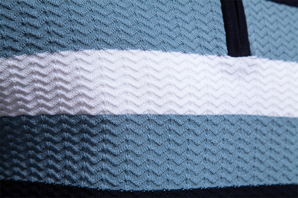Men’s Textured Striped Zip Polo Shirt