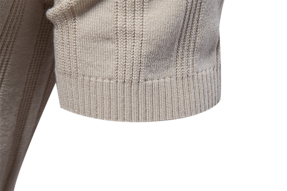 Men’s Striped Textured Knit Polo Shirt