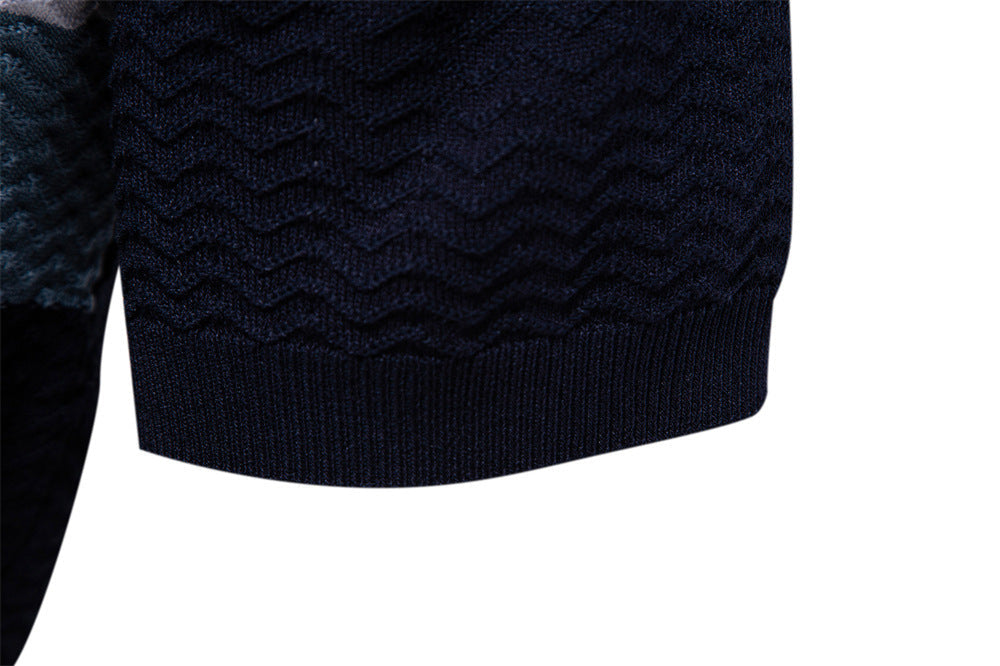Men’s Textured Striped Zip Polo Shirt