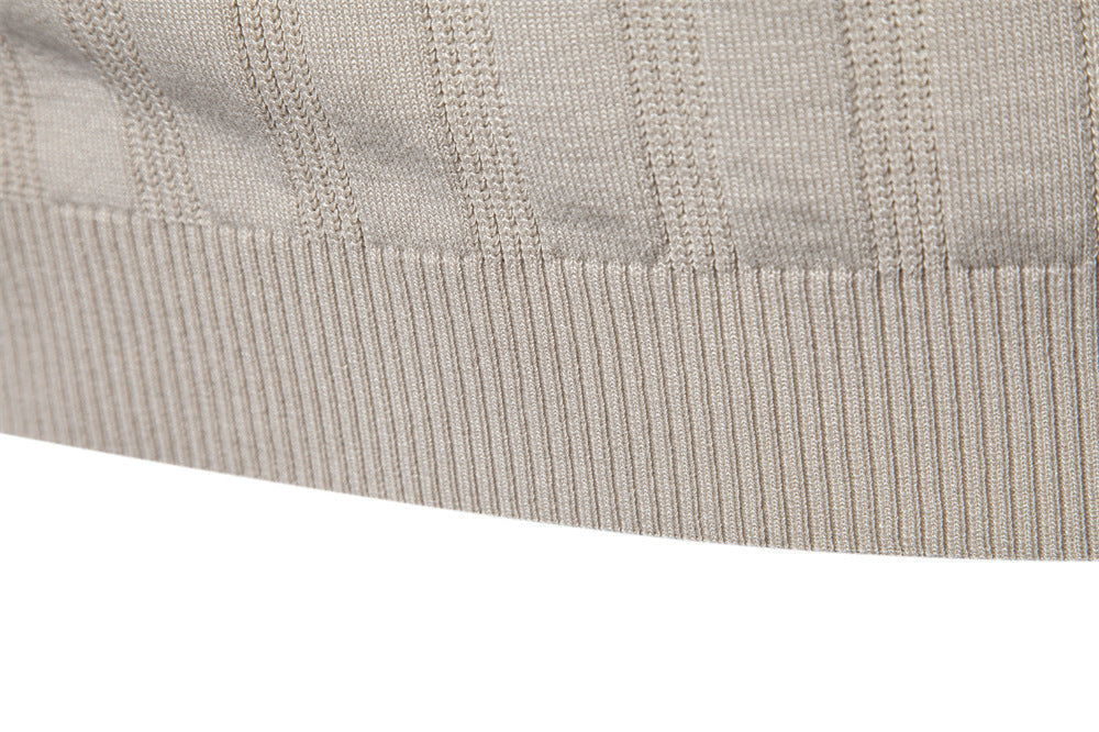 Men’s Striped Textured Knit Polo Shirt