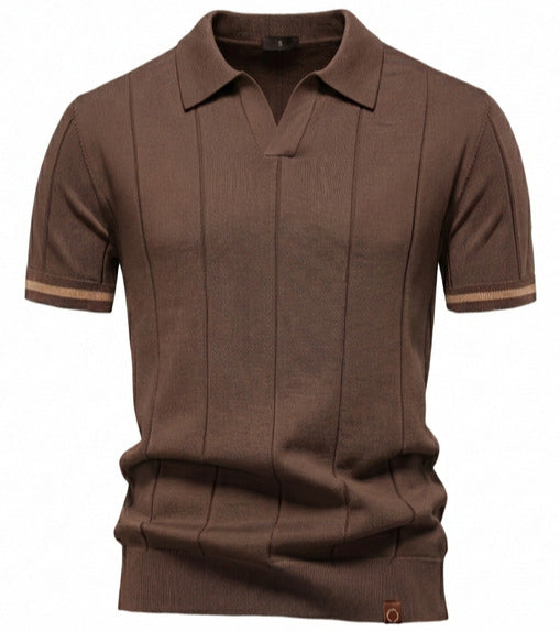 Men’s Bold Stripe Knit Polo Shirt