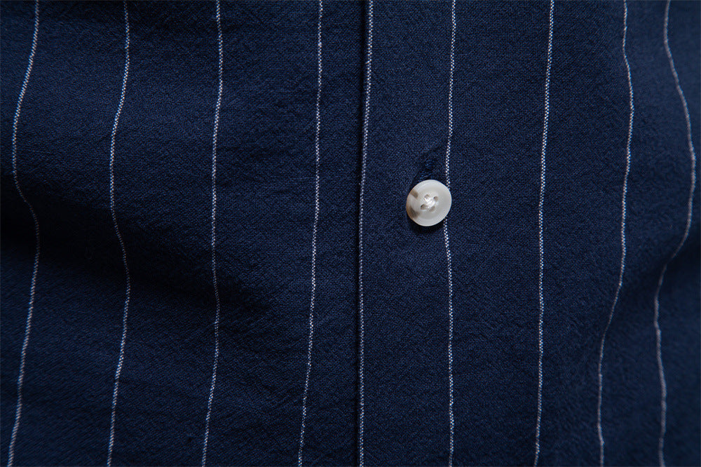 Men’s Striped Cotton Blend Short Sleeve Shirt