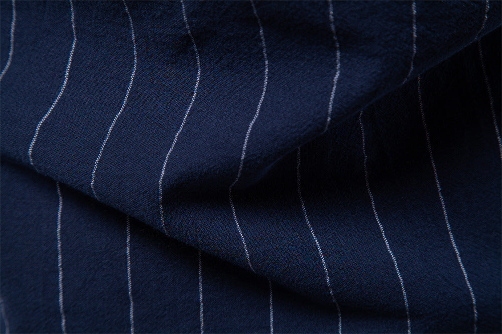 Men’s Striped Cotton Blend Short Sleeve Shirt