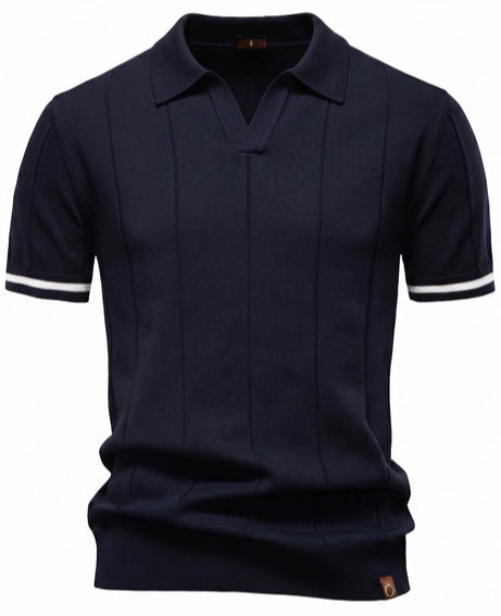Men’s Bold Stripe Knit Polo Shirt