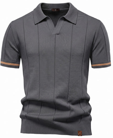 Men’s Bold Stripe Knit Polo Shirt