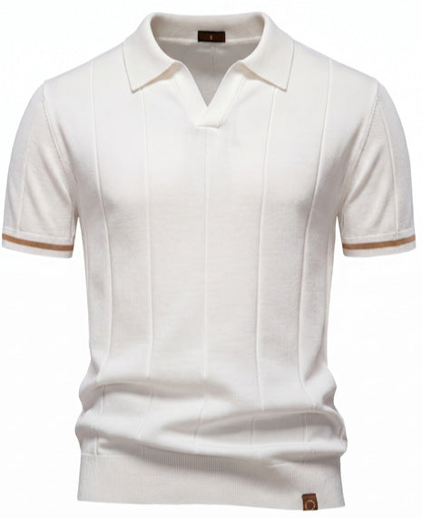 Men’s Bold Stripe Knit Polo Shirt