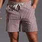 Men’s Striped Cotton Blend Elastic Waist Shorts