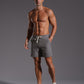Men’s Striped Cotton Blend Elastic Waist Shorts