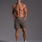 Men’s Striped Cotton Blend Elastic Waist Shorts