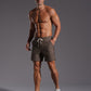Men’s Striped Cotton Blend Elastic Waist Shorts