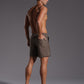 Men’s Striped Cotton Blend Elastic Waist Shorts