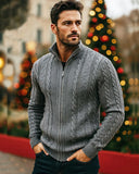 Men’s Classic Cable Knit Full-Zip Cardigan Sweater - Ahaselected