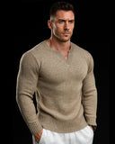 Ribbed V Neck Premium Sweater - Ahaselected