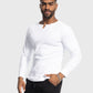 Rib Knit Curved Hem Long Sleeve Henley Shirt - Ahaselected