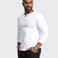 Rib Knit Curved Hem Long Sleeve Henley Shirt - Ahaselected