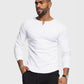 Rib Knit Curved Hem Long Sleeve Henley Shirt - Ahaselected