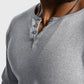 Rib Knit Curved Hem Long Sleeve Henley Shirt - Ahaselected