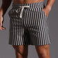 Men’s Striped Cotton Blend Elastic Waist Shorts