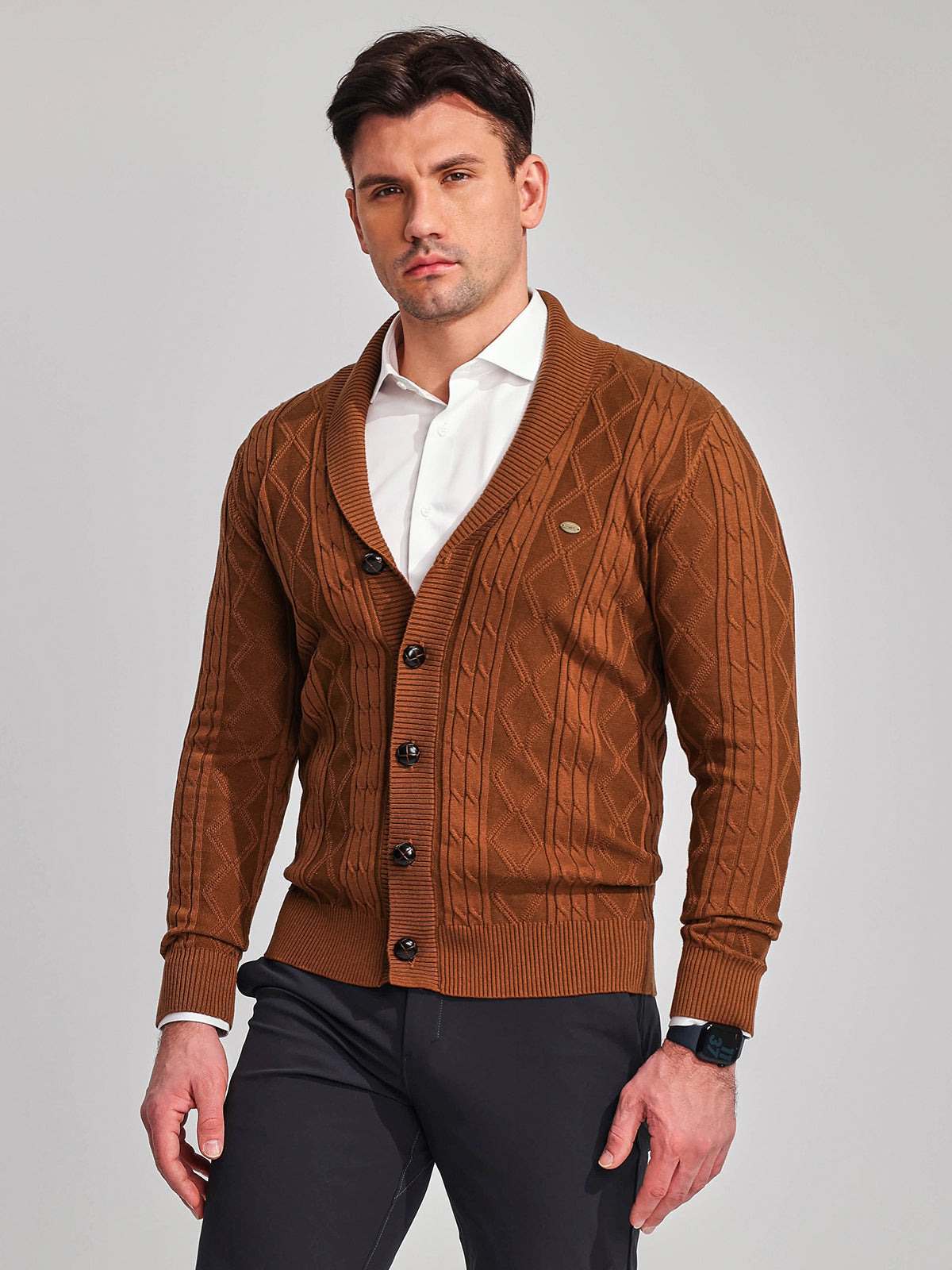 Shawl Collar Cardigan Sweater - Ahaselected