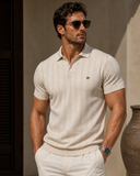 Men’s Striped Textured Knit Polo Shirt