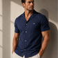 Men’s Striped Cotton Blend Short Sleeve Shirt