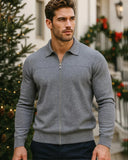 Men’s Full-Zip Collared Knit Cardigan - Ahaselected