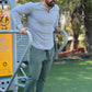 Rib Knit Curved Hem Long Sleeve Henley Shirt - Ahaselected